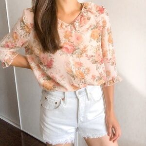 Vintage floral ruffle collar blouse